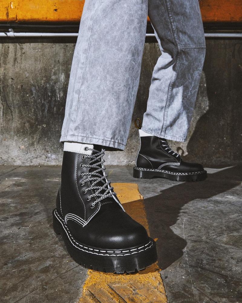 Dr Martens 1460 Pascal Bex Leren Contrast Veterlaarzen Heren Zwart Wit | NL 284GSO